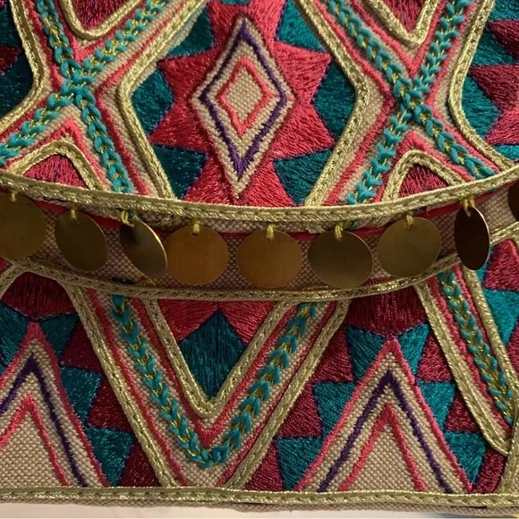 Vintage Embroidered Multicolored Bohemian Clutch Small Purse Bag - Picture 3 of 10